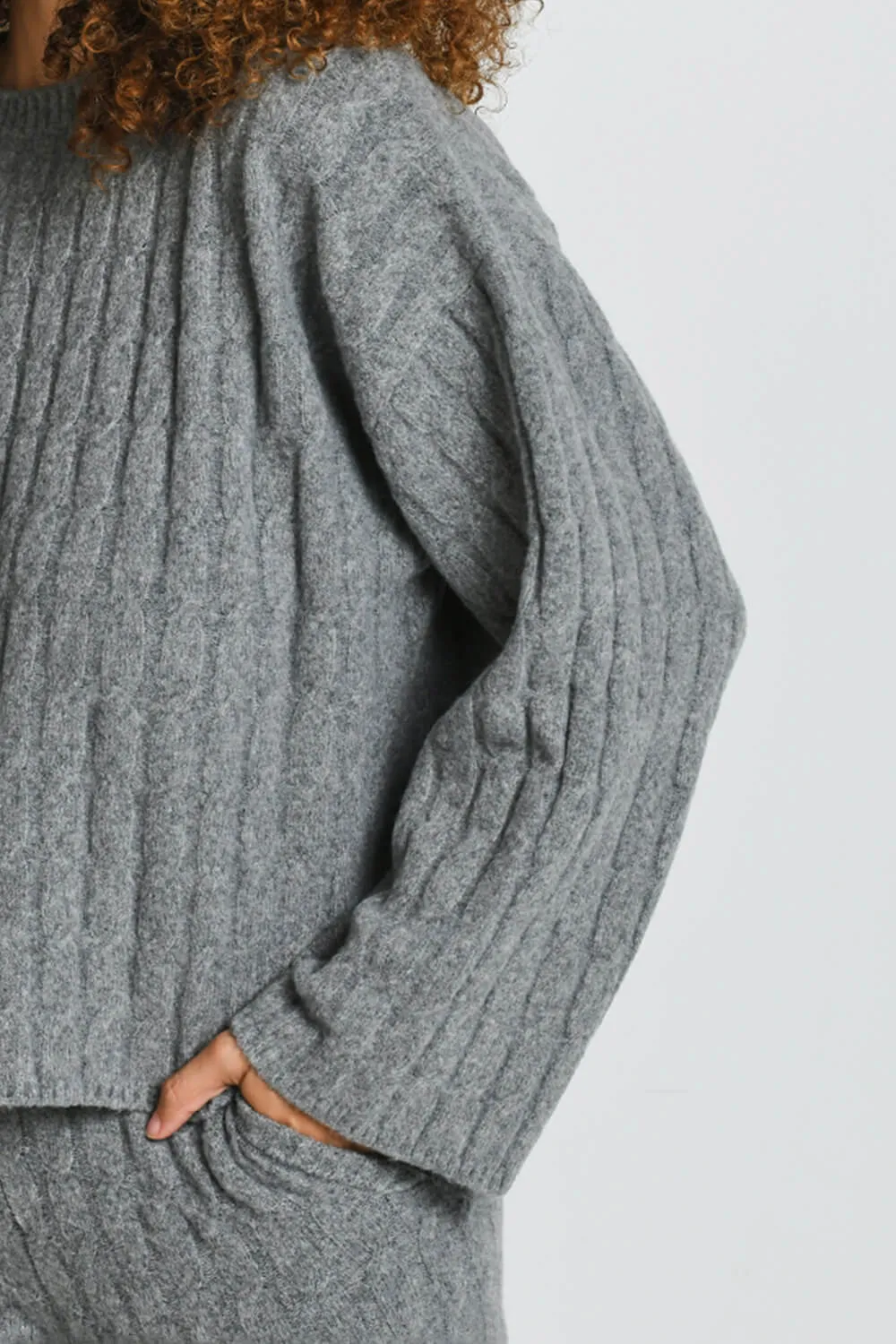 Cable Knit Jumper - Grey sold by LOVALL product image thumbnail 5