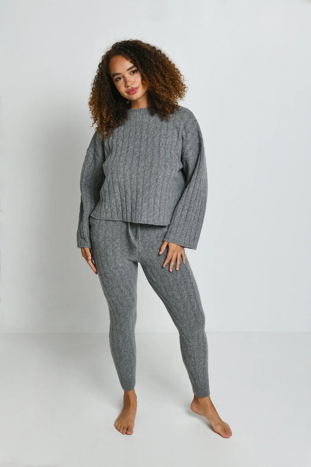 Cable Knit Jumper - Grey sold by LOVALL product image thumbnail 2