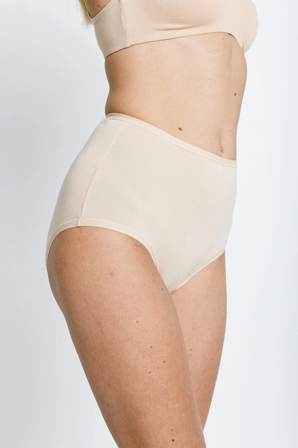 High Rise Cotton Full Briefs 3 Pack - Beige sold by LOVALL product image thumbnail 3
