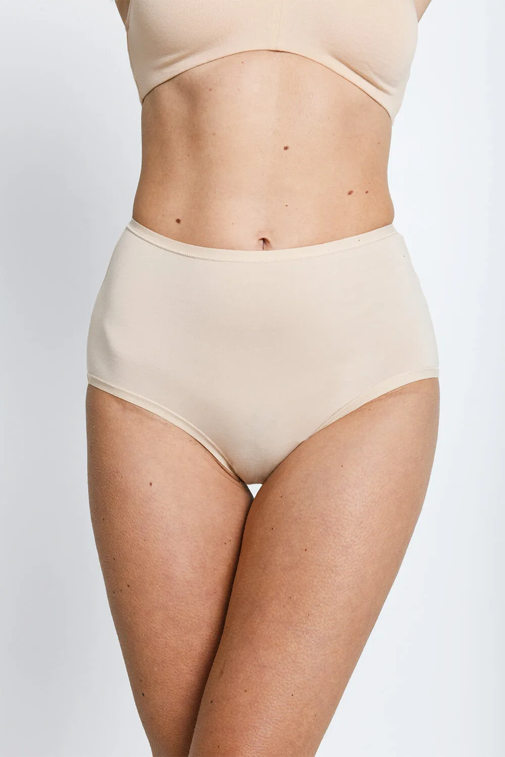High Rise Cotton Full Briefs 3 Pack - Beige sold by LOVALL product image thumbnail 2