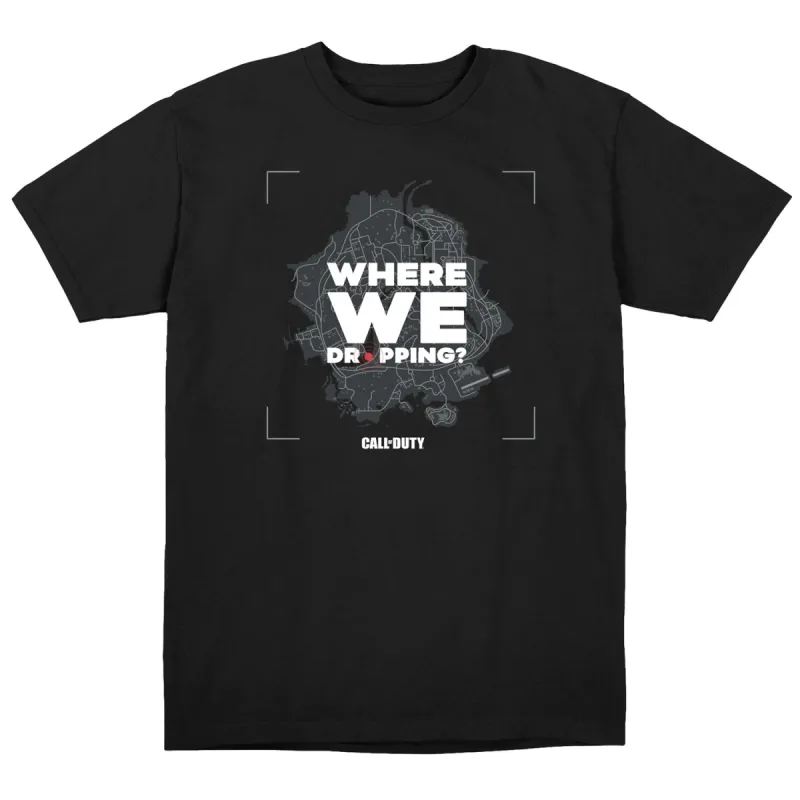 Call of Duty Where We Dropping Black T-Shirt sold by Call of Duty