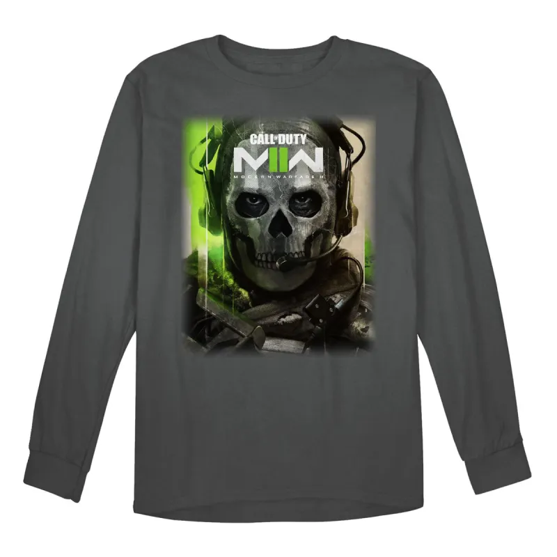 Call of Duty: Modern Warfare II Ghost Art Charcoal Long Sleeve T-Shirt sold by Call of Duty