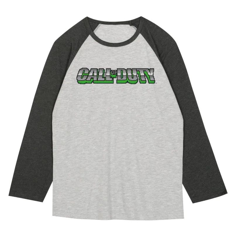 Call of Duty Pixel Logo Grey Heather 3/4 Sleeve T-Shirt sold by Call of Duty