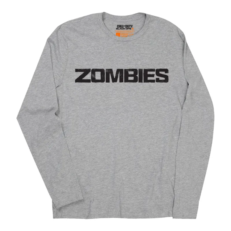 Call of Duty: Black Ops 6 Zombies Black Logo Grey Long Sleeve T-Shirt sold by Call of Duty