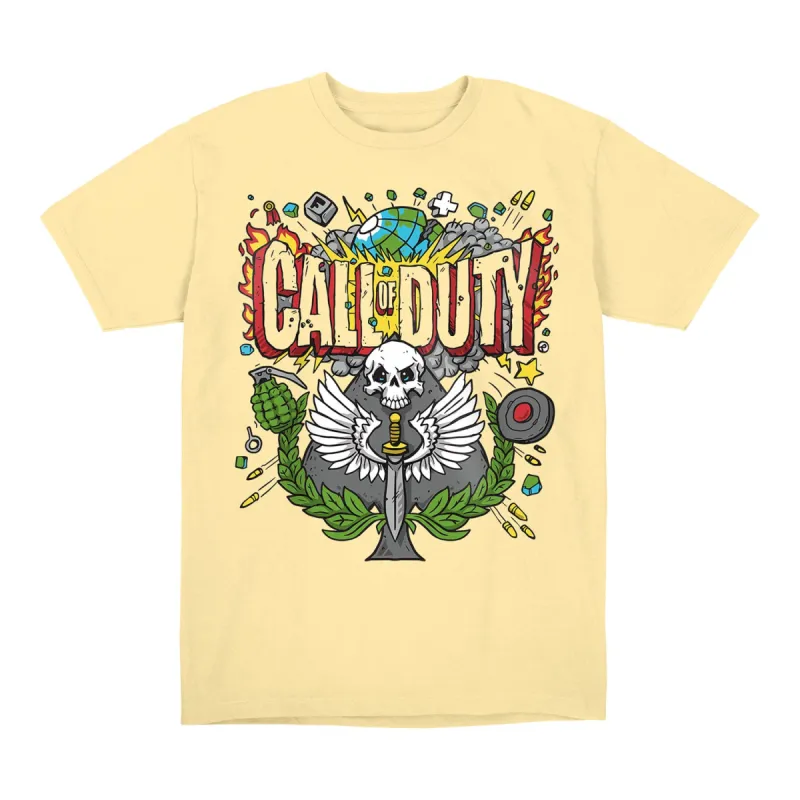 Call of Duty Skate Design Yellow T-Shirt sold by Call of Duty