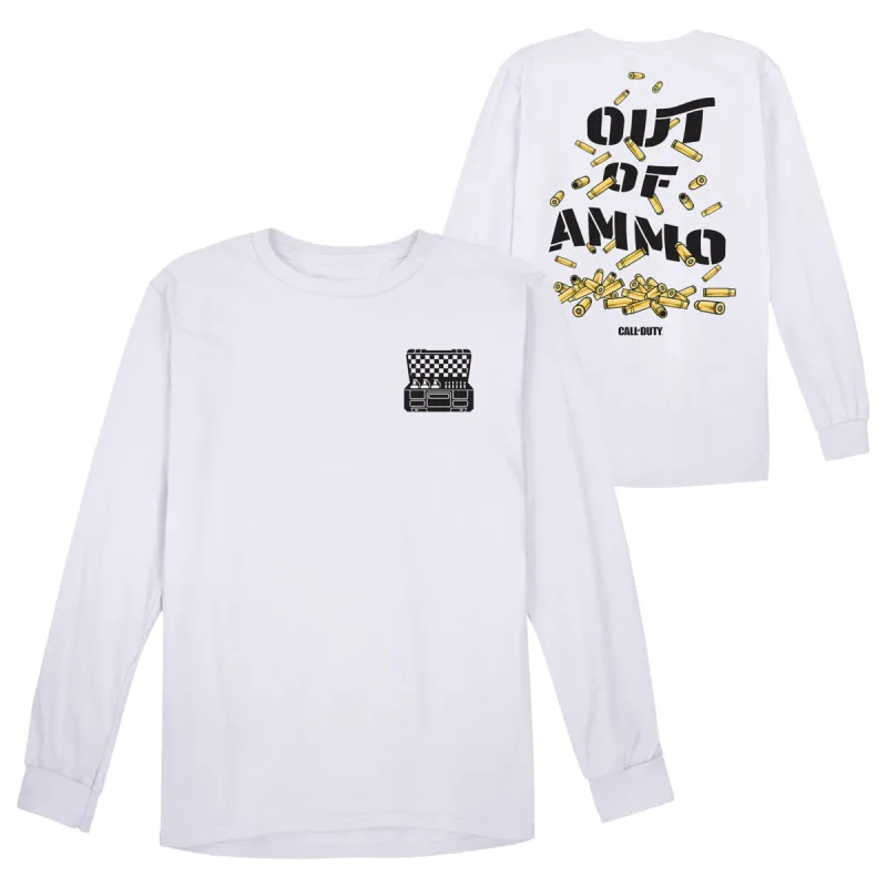 Call of Duty Out Of Ammo White Long Sleeve T-Shirt sold by Call of Duty