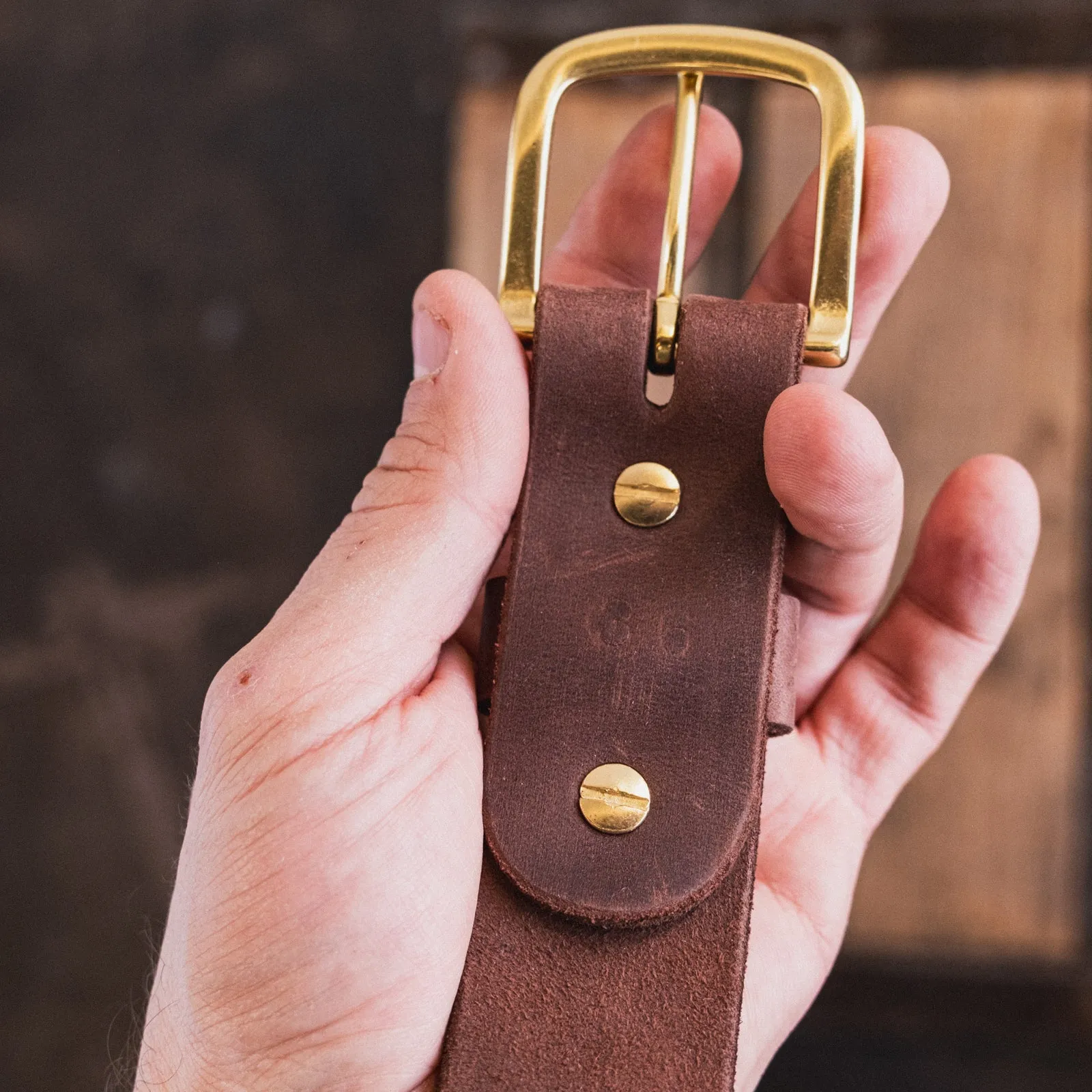 In Stock - Classic Work Belt / 1964 Mahogany Smooth 1.5” / Waist Size 32 (Belt Size 36) sold by Nicks Boots product image thumbnail 2