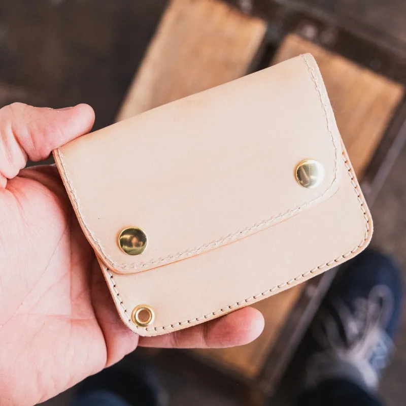 In Stock - Trucker Wallet / Natural Veg Tan / Crooked Stitching sold by Nicks Boots