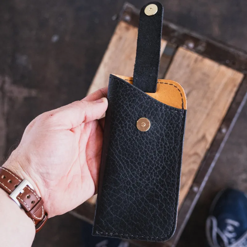 In Stock - Shade Case / Black Shrunken Bison made by Nicks Boots