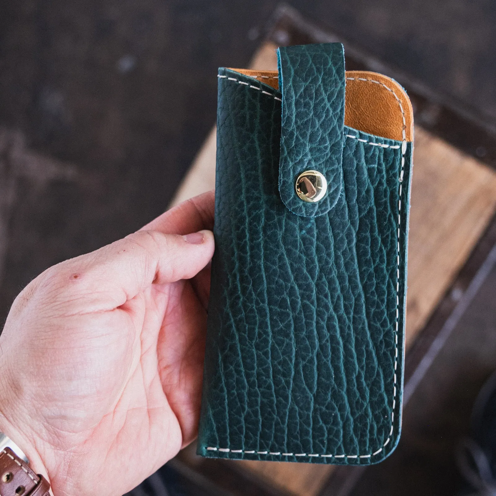 In Stock - Shade Case / Turquoise Shrunken Bison sold by Nicks Boots