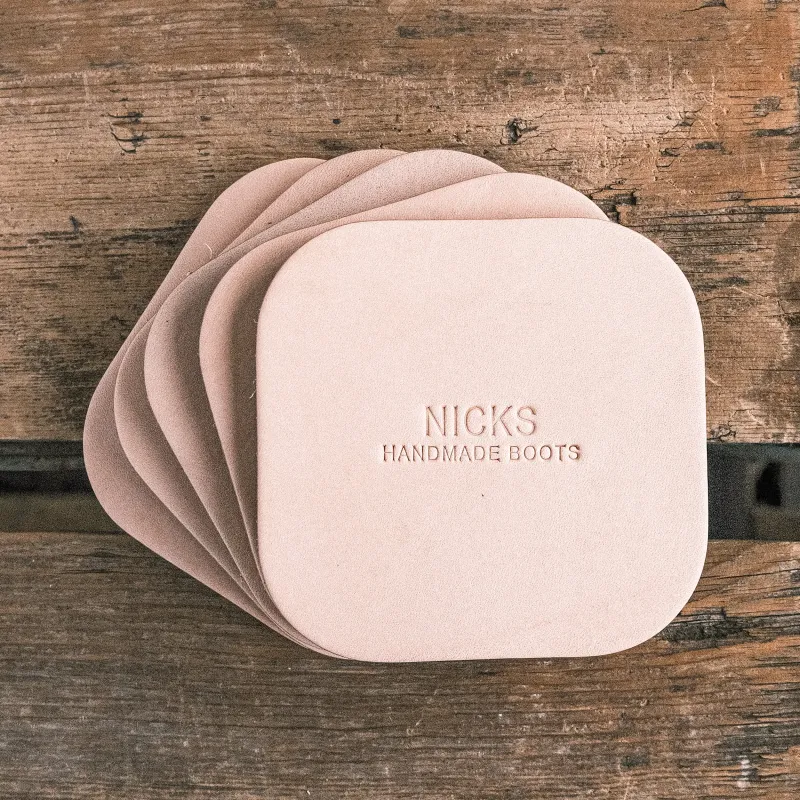 Wickett & Craig Heavy Duty Belt Leather Coasters (12–15oz, 5 Pack) sold by Nicks Boots