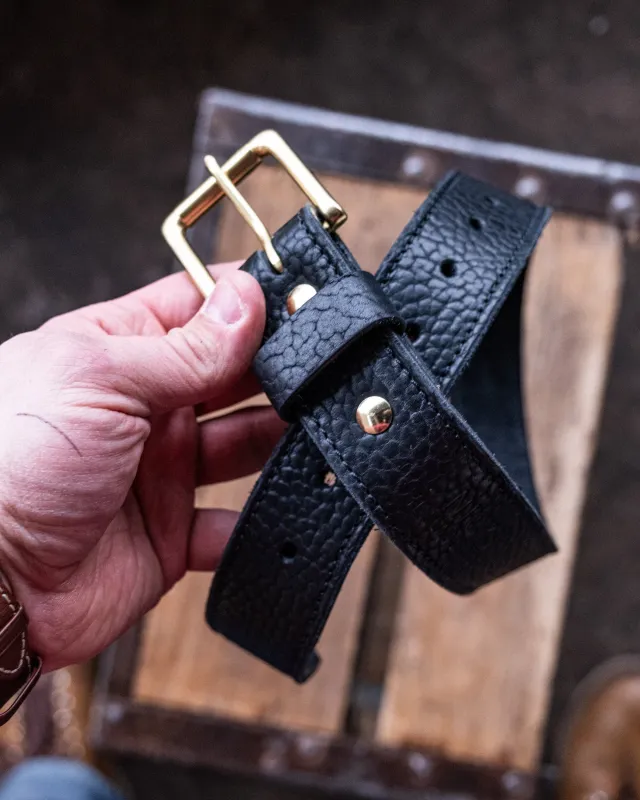 In Stock - American Bison Heritage Belt / Black Smooth Bison 1.5” / Waist Size 26 (Belt Size 30) made by Nicks Boots