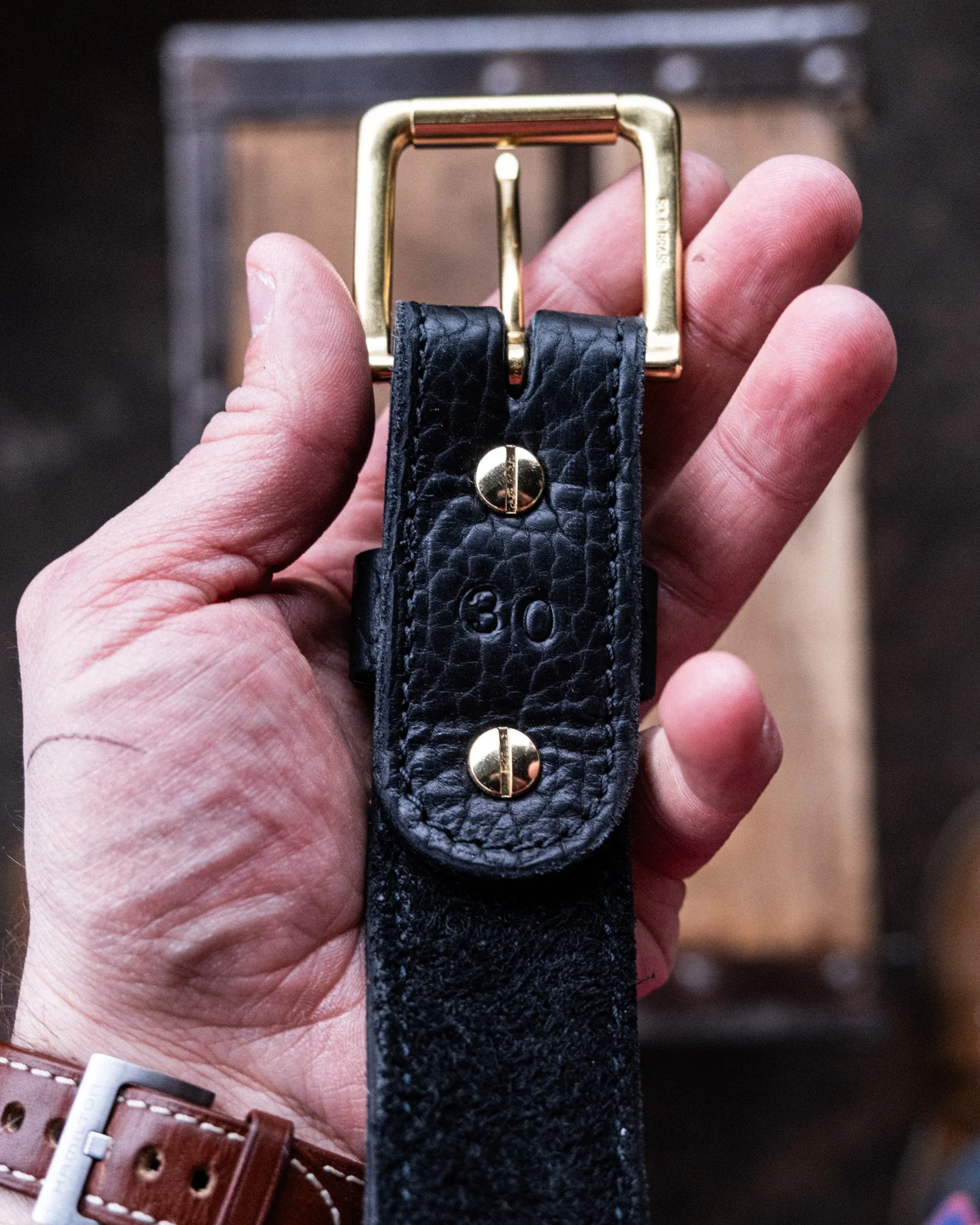 In Stock - American Bison Heritage Belt / Black Smooth Bison 1.5” / Waist Size 26 (Belt Size 30) sold by Nicks Boots product image thumbnail 2
