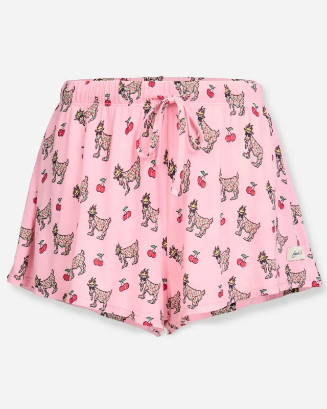 Women's Cherry Pajama Shorts sold by Goat USA