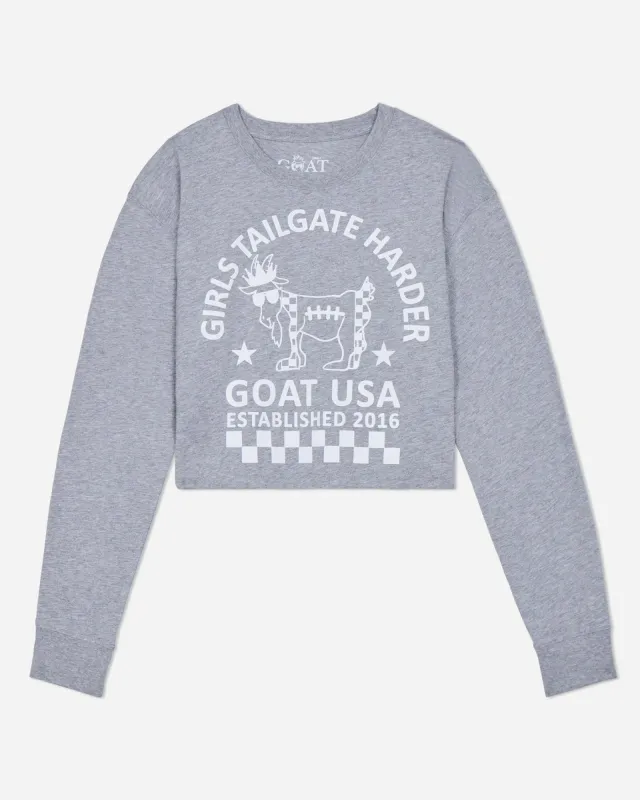 Women's Game Day Crop Long Sleeve T-Shirt sold by Goat USA