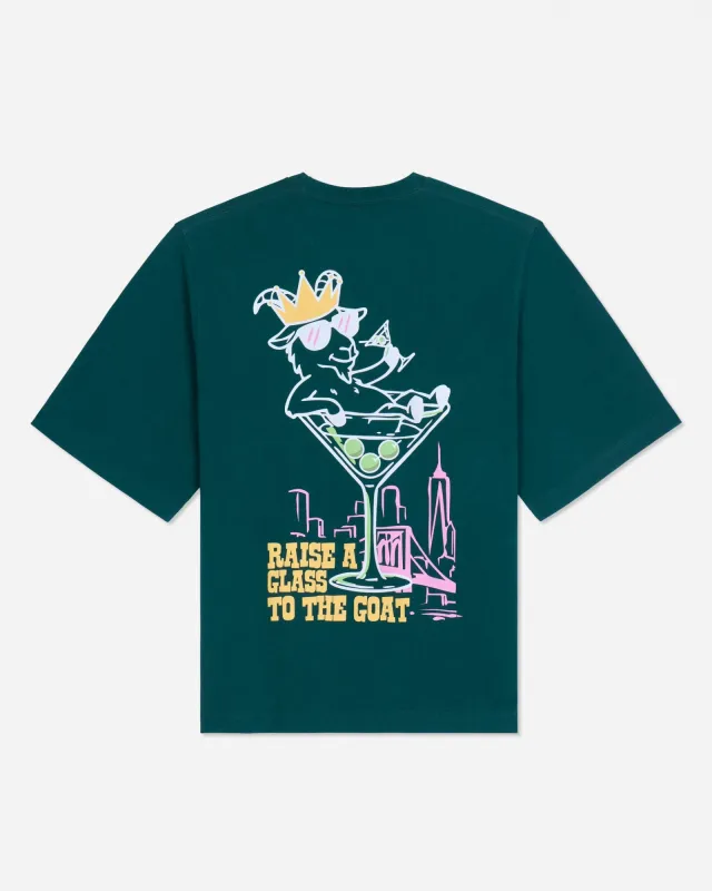 Raise A Glass Martini Heavyweight T-Shirt made by Goat USA