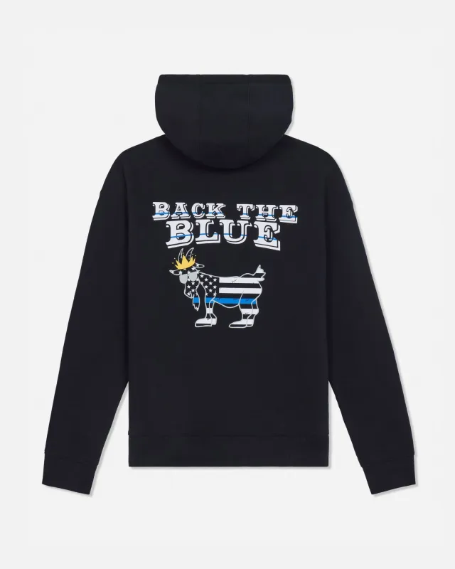 Back the Blue Hooded Sweatshirt made by Goat USA