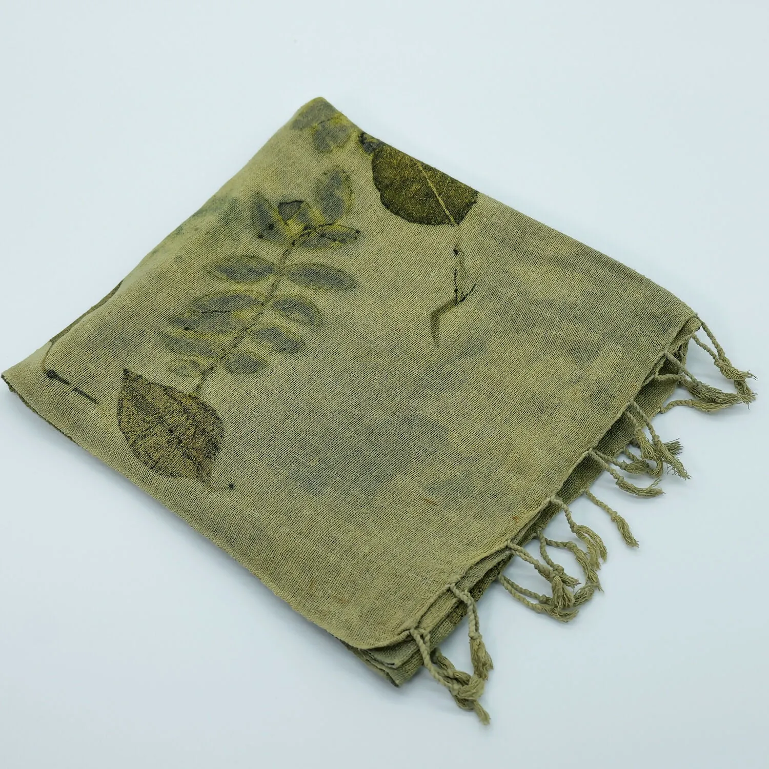 Eco-Printed Silkworm Silk Scarf – Nature's Elegance sold by wboxgo product image thumbnail 3