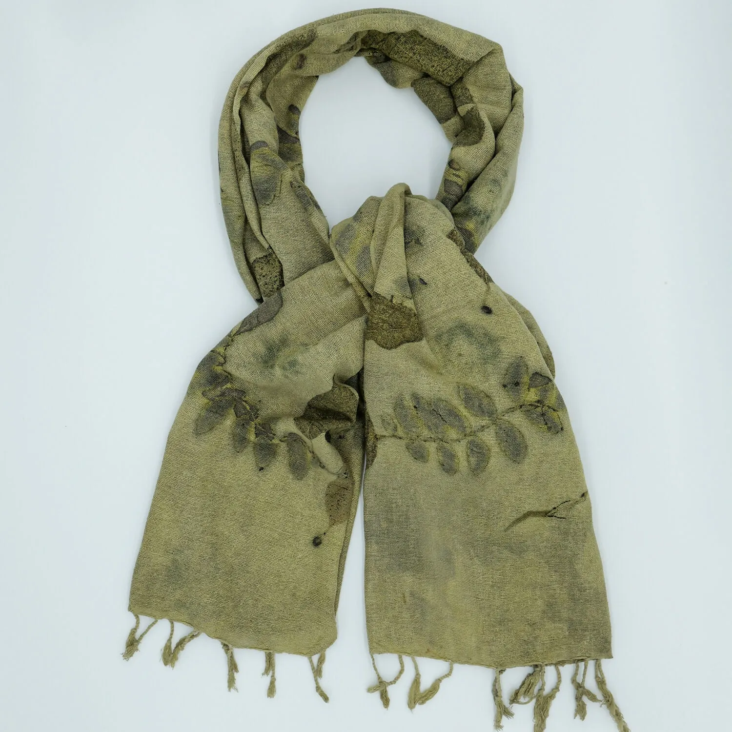 Eco-Printed Silkworm Silk Scarf – Nature's Elegance sold by wboxgo
