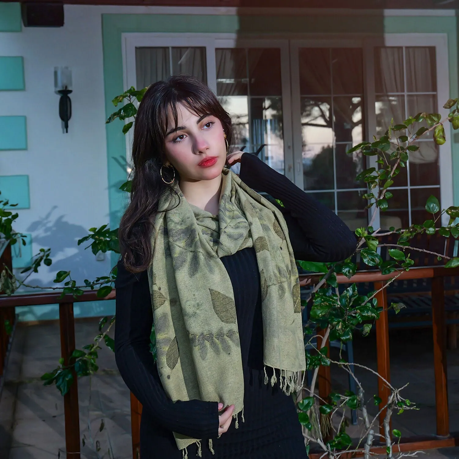 Eco-Printed Silkworm Silk Scarf – Nature's Elegance sold by wboxgo product image thumbnail 5