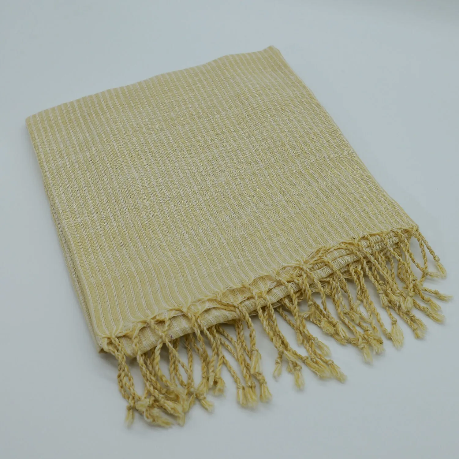 Delicate Handwoven Silk Scarf in Soft Lemon Yellow sold by wboxgo