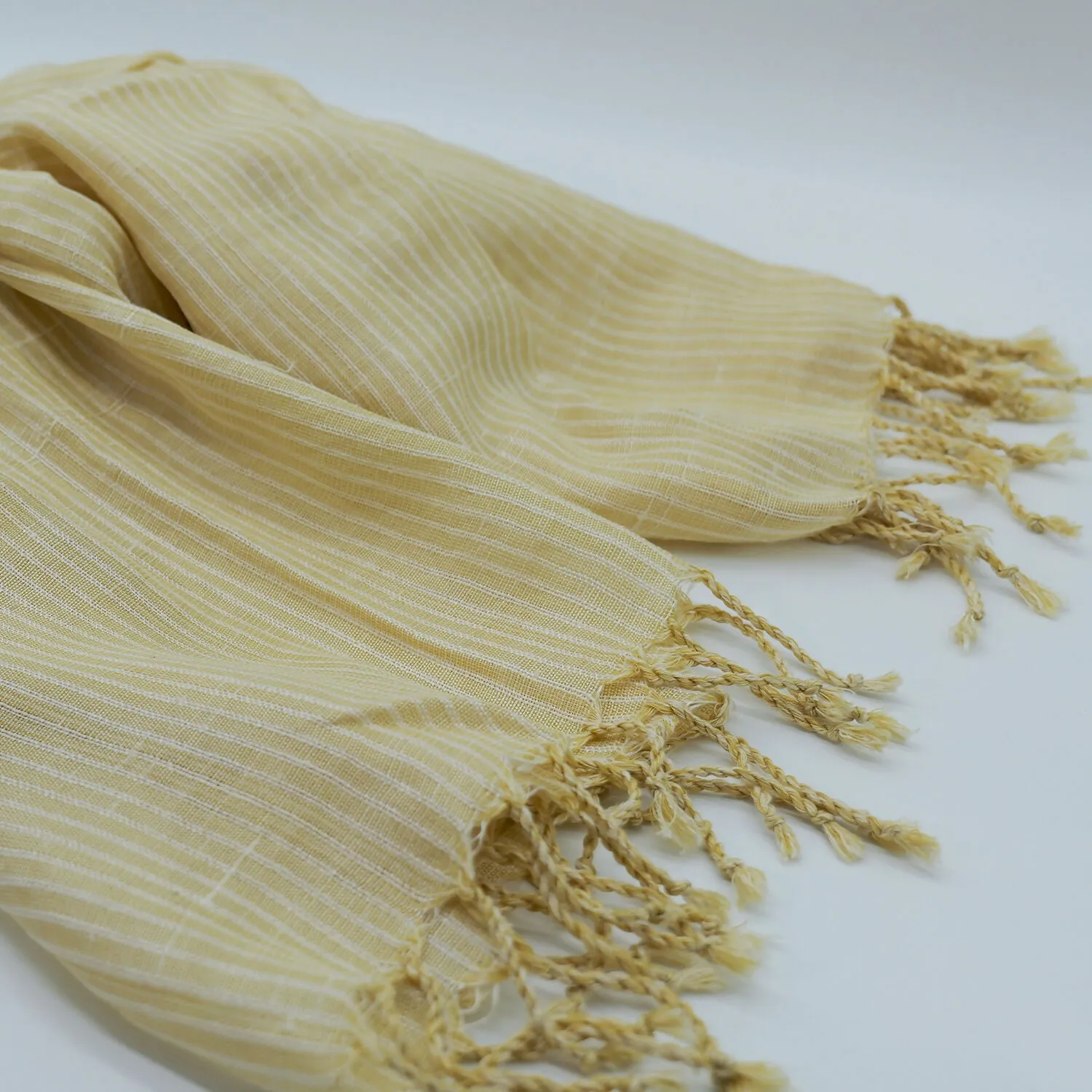 Delicate Handwoven Silk Scarf in Soft Lemon Yellow sold by wboxgo product image thumbnail 3