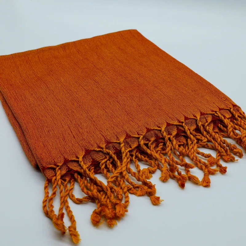 Handwoven Silk Scarf in Radiant Sunset Orange made by wboxgo