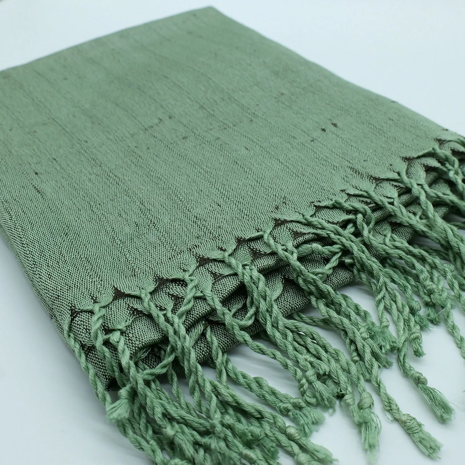 Handwoven Silk Scarf in Soft Sage Green sold by wboxgo product image thumbnail 3