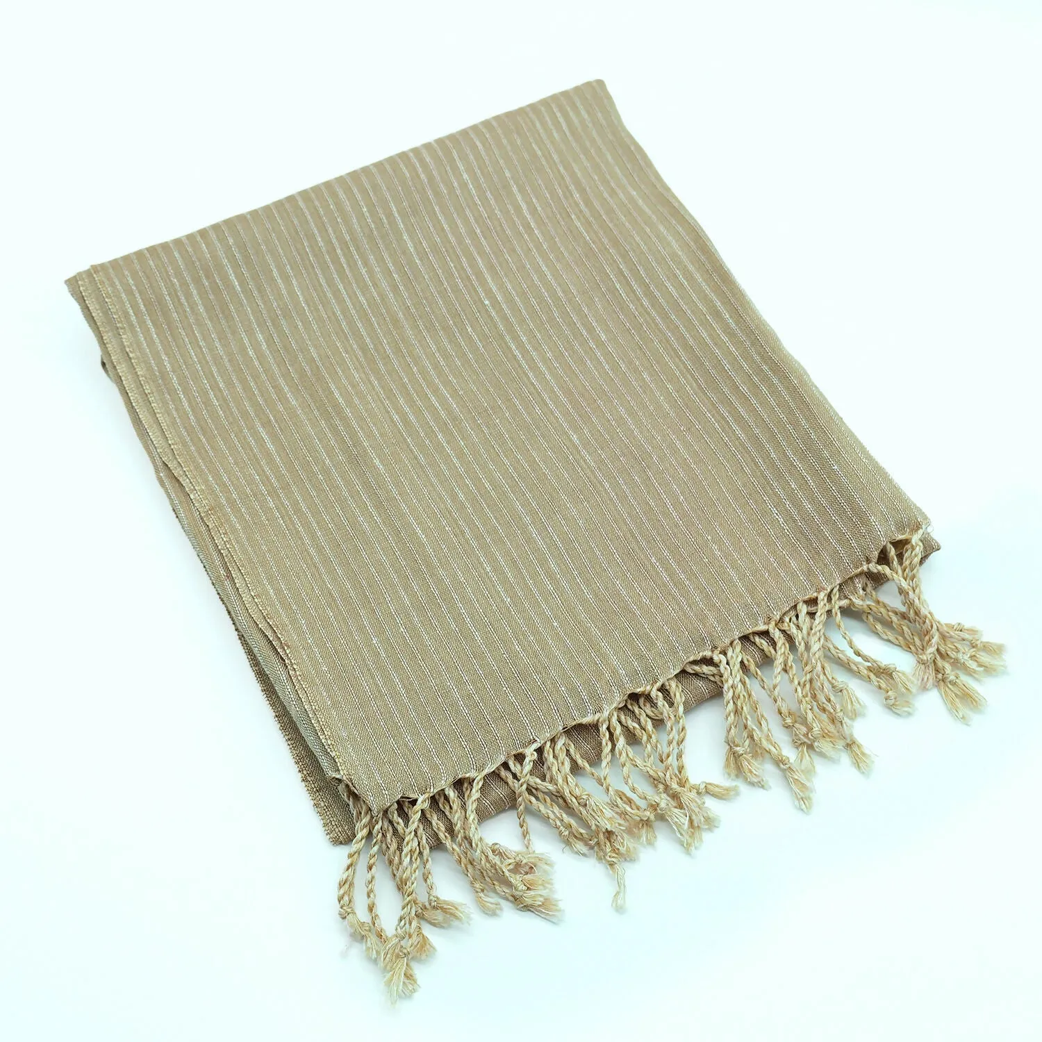 Handwoven Gold-Toned Silk Scarf with Subtle Stripes sold by wboxgo product image thumbnail 3