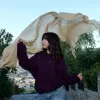 Handwoven Gold-Toned Silk Scarf with Subtle Stripes sold by wboxgo