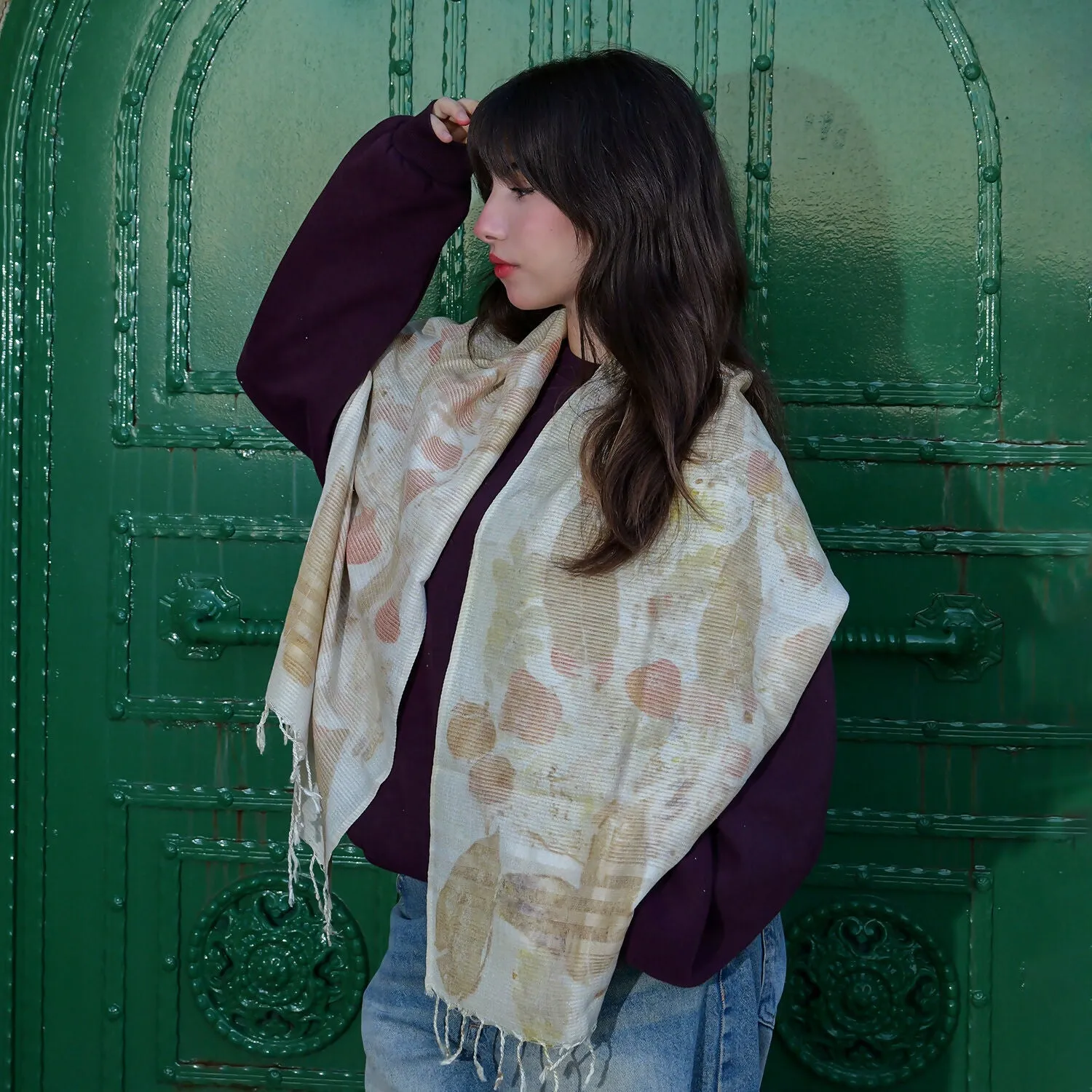 Handwoven Silk Scarf with Nature-Inspired Design sold by wboxgo product image thumbnail 4