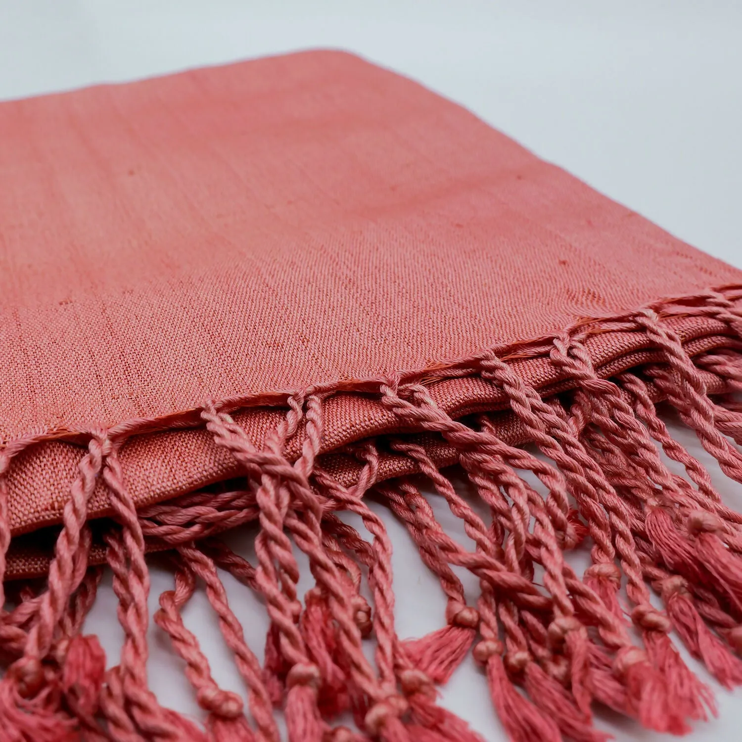 Elegant Handwoven Silk Shawl in Coral Pink sold by wboxgo product image thumbnail 3
