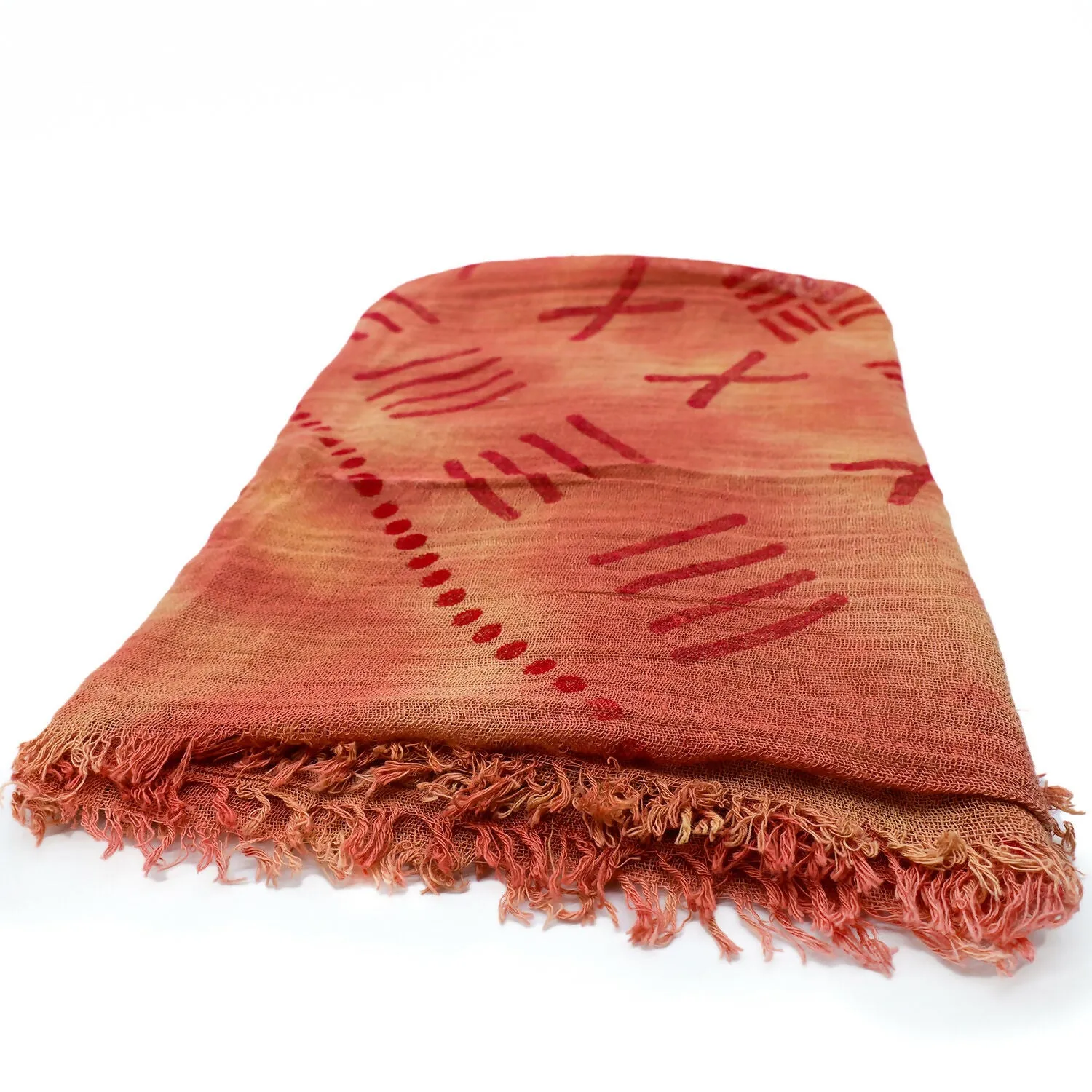 Handwoven 100% Cotton Scarf - Sunset Orange with Abstract Pattern sold by wboxgo product image thumbnail 3