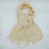 Handwoven Golden Silk Scarf with Delicate Fringe sold by wboxgo