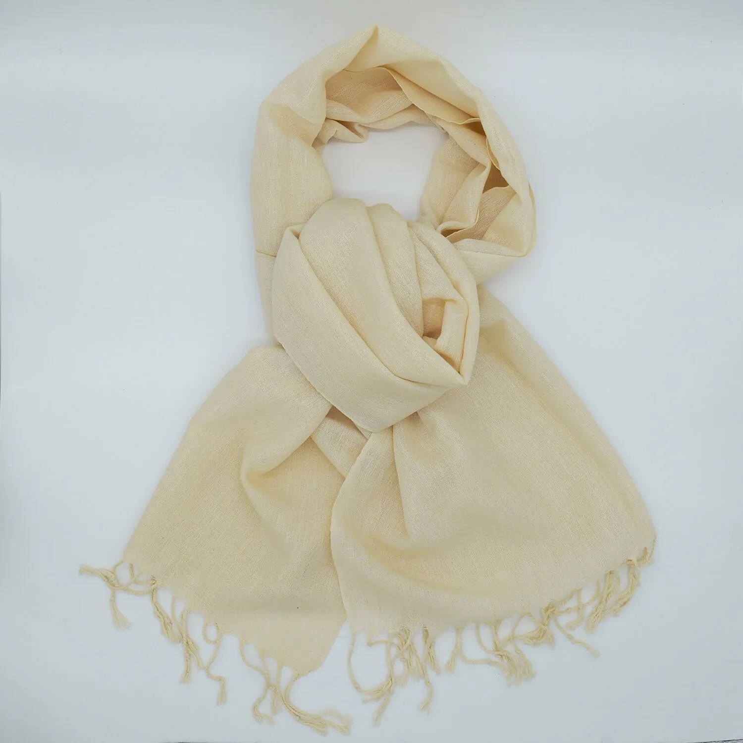 Handwoven Golden Silk Scarf with Delicate Fringe sold by wboxgo