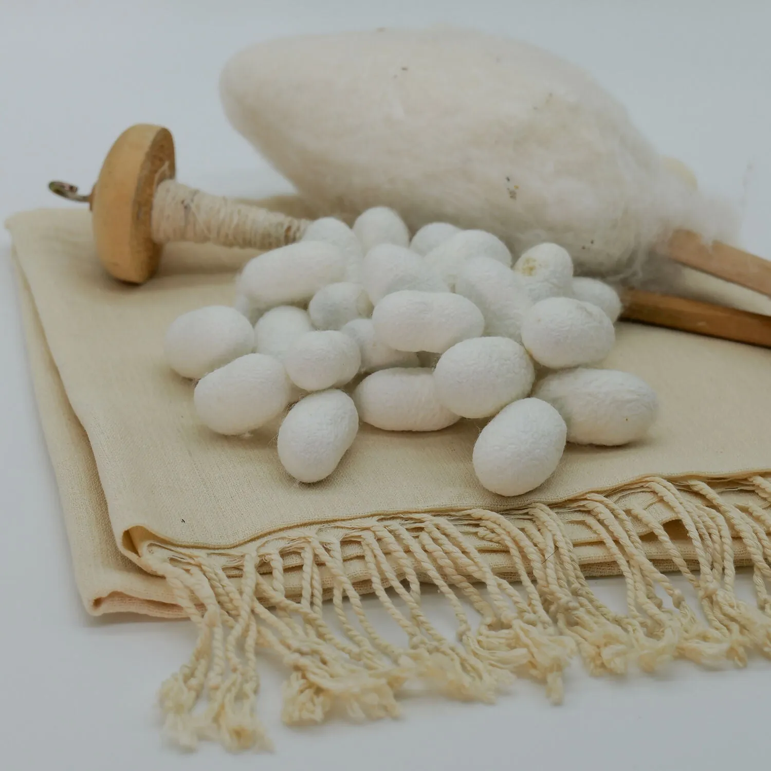 Handwoven Golden Silk Scarf with Delicate Fringe sold by wboxgo product image thumbnail 3