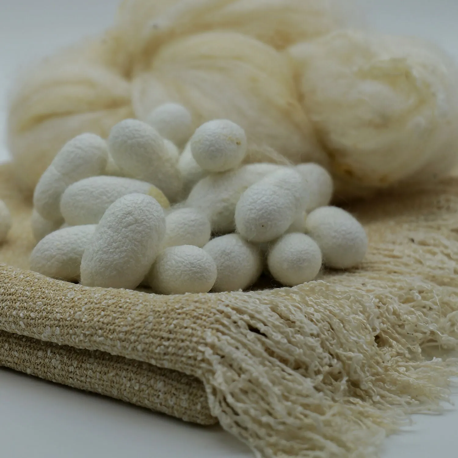 Golden Beige Handwoven Silk Scarf with Subtle Sparkle sold by wboxgo product image thumbnail 4