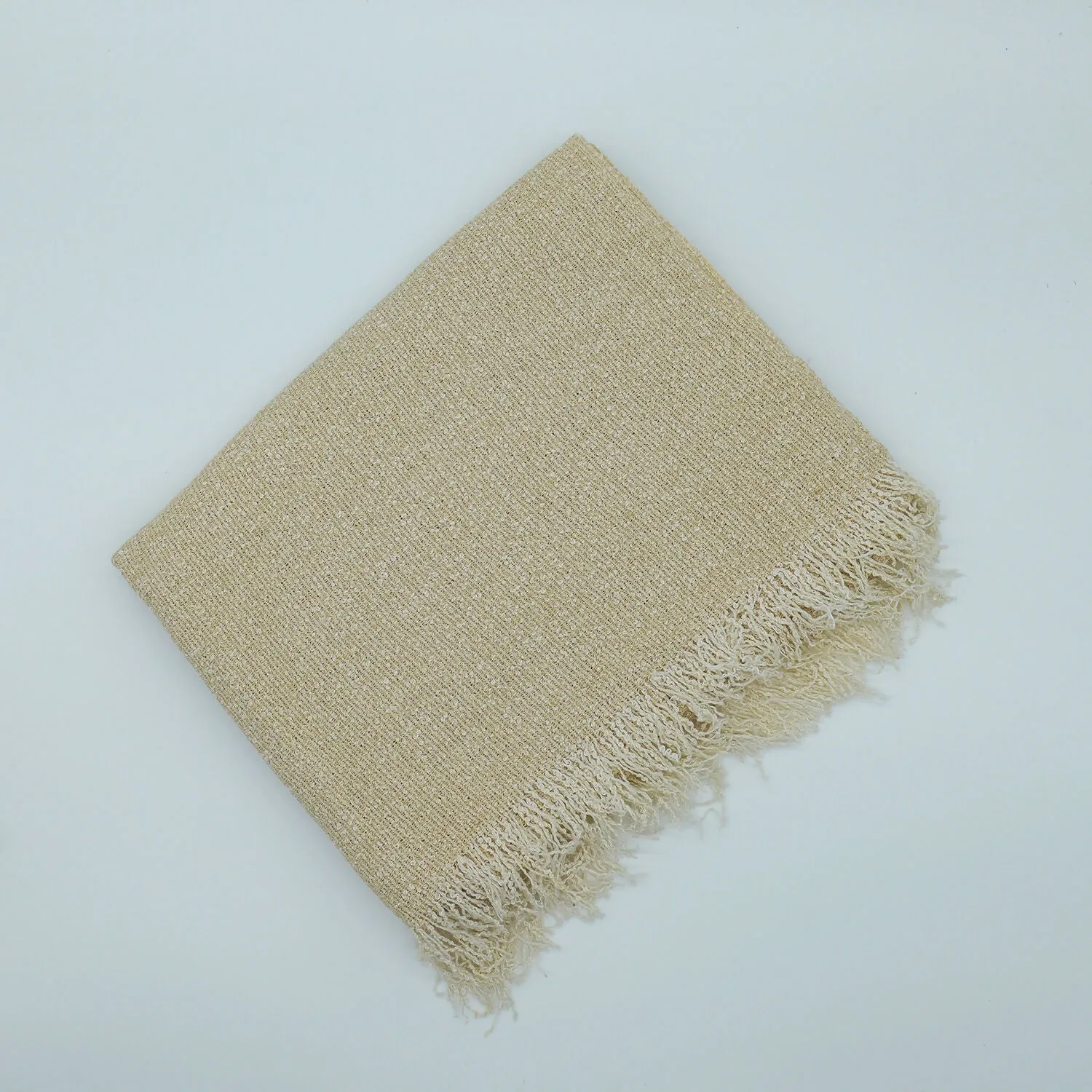 Golden Beige Handwoven Silk Scarf with Subtle Sparkle sold by wboxgo product image thumbnail 3