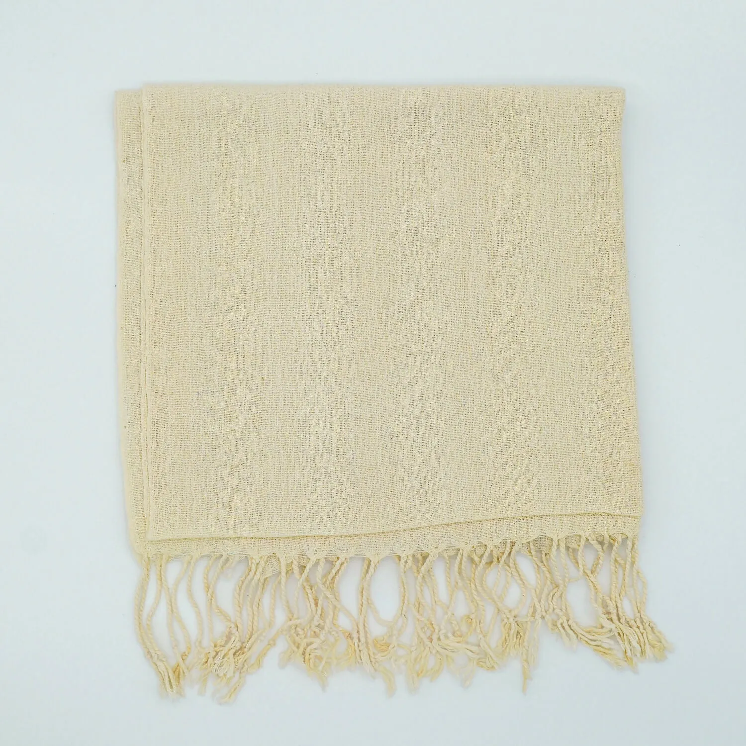 Luxurious Handwoven Silk Scarf in Soft Cream sold by wboxgo