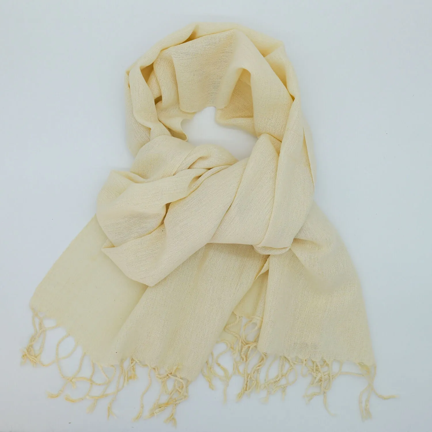 Luxurious Handwoven Silk Scarf in Soft Cream sold by wboxgo product image thumbnail 3