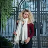 Luxurious Handwoven Silk Scarf in Soft Cream sold by wboxgo