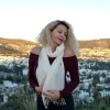 Luxurious Handwoven Silk Scarf in Soft Cream sold by wboxgo