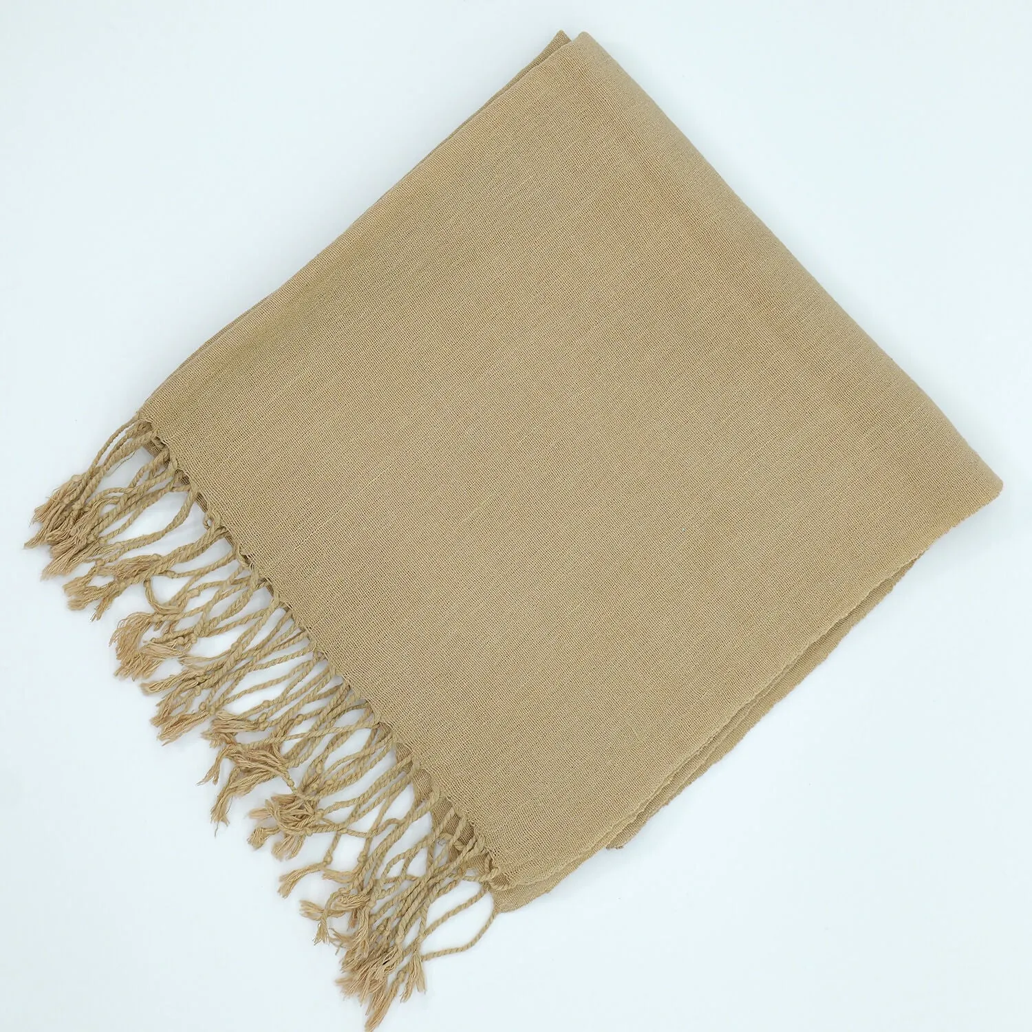 Handwoven Beige Silk Shawl with Fringe - Made from Silkworms sold by wboxgo product image thumbnail 5