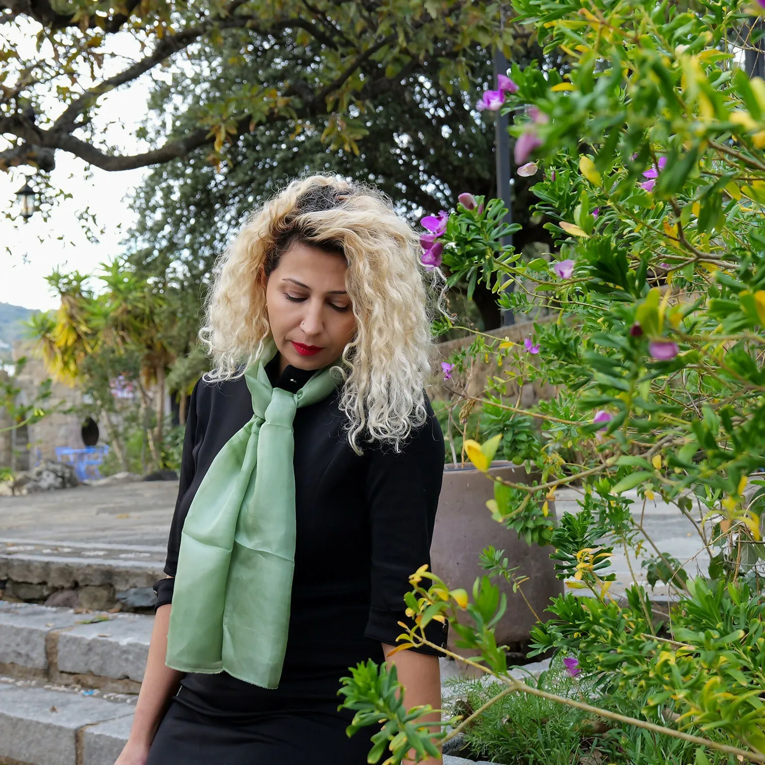 Handcrafted Green Silk Scarf - Made from Silkworms sold by wboxgo product image thumbnail 3