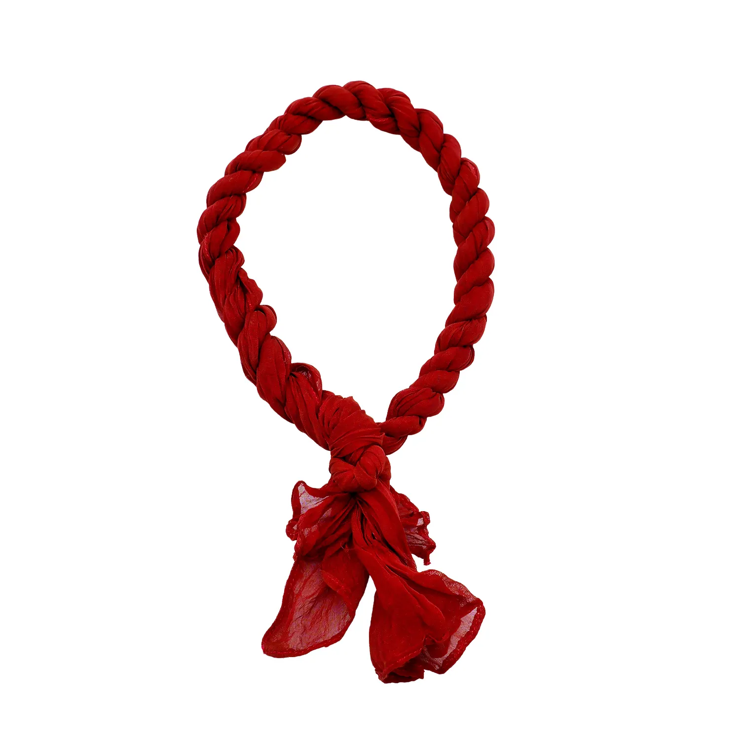 Handwoven Red Braided Silk Necklace sold by wboxgo
