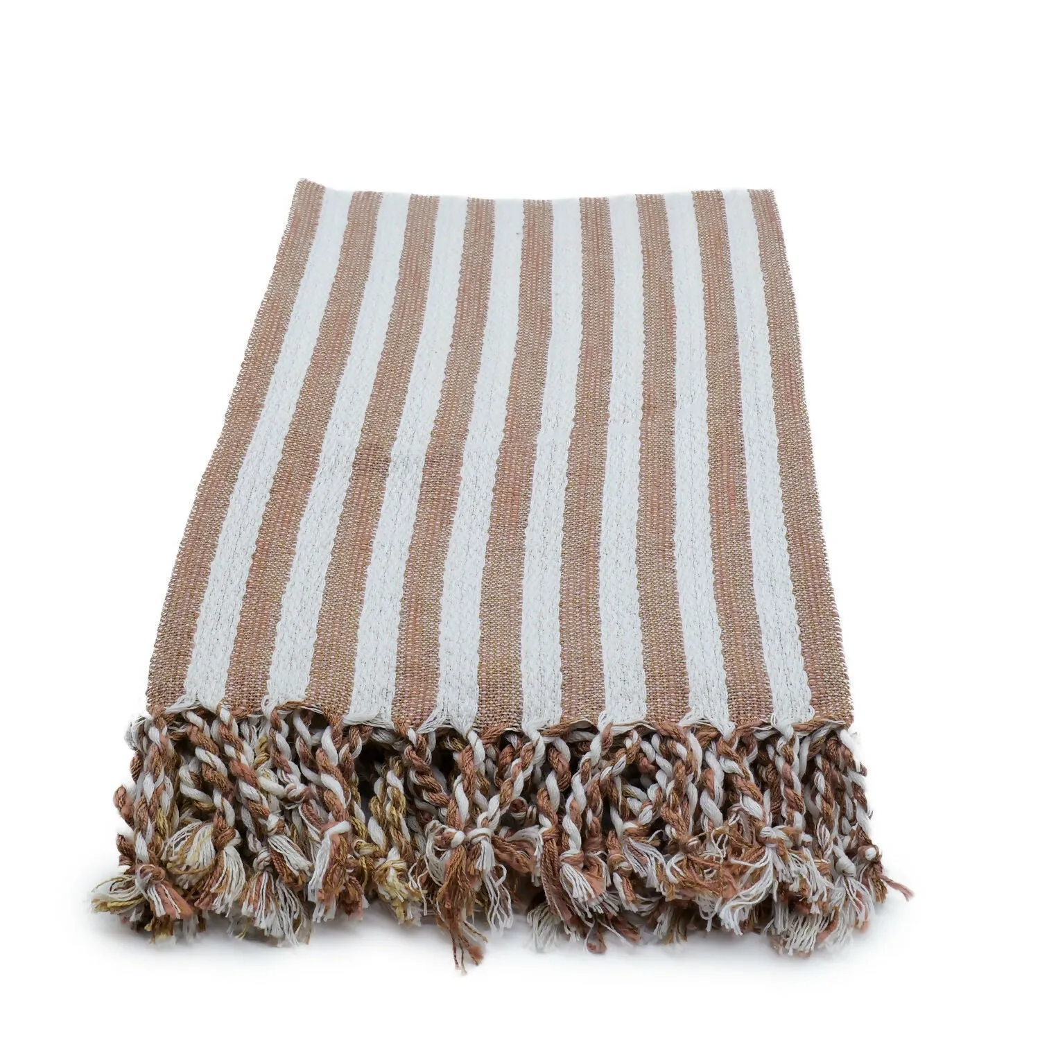 Luxury Handwoven Silk Striped Throw with Tassel Fringe sold by wboxgo