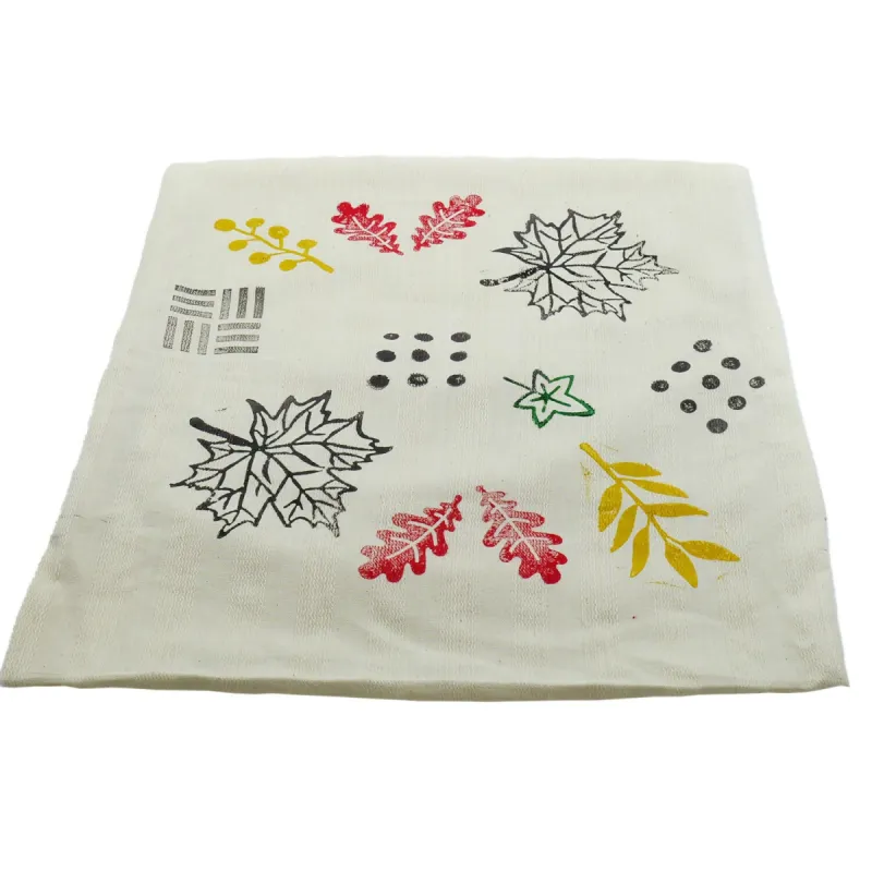 Handwoven Silk Cushion Cover with Embroidered Leaf Motif – A Touch of Nature for Your Home sold by wboxgo