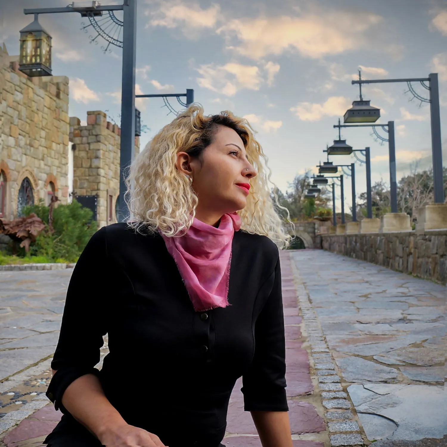 Hand-Dyed Silk Bandana – Blush Rose sold by wboxgo product image thumbnail 2