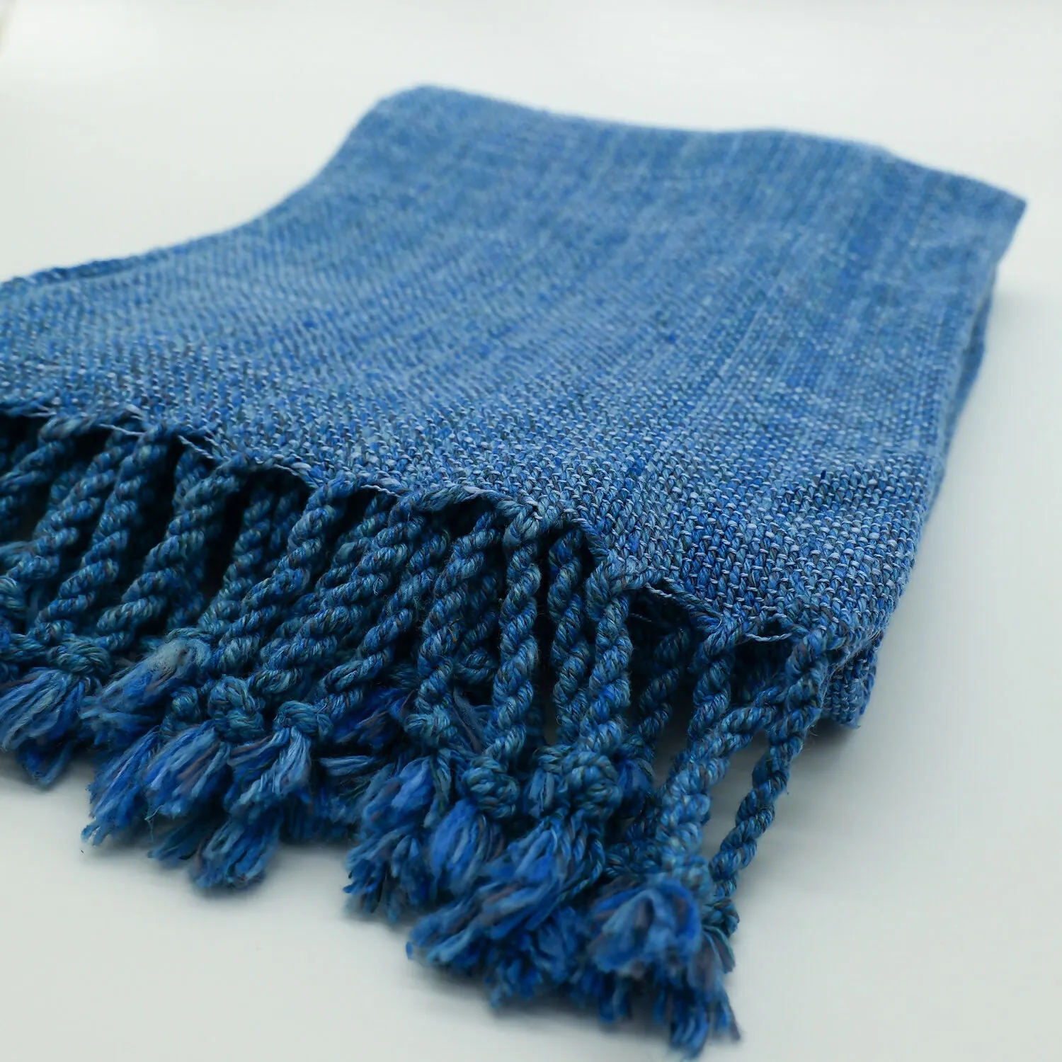 Luxury Handwoven Silk Scarf – Deep Ocean Blue sold by wboxgo product image thumbnail 2