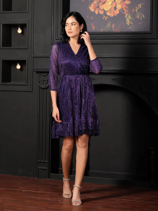 Joanna Elasticated Ruffle Dress - Purple sold by Salt Attire